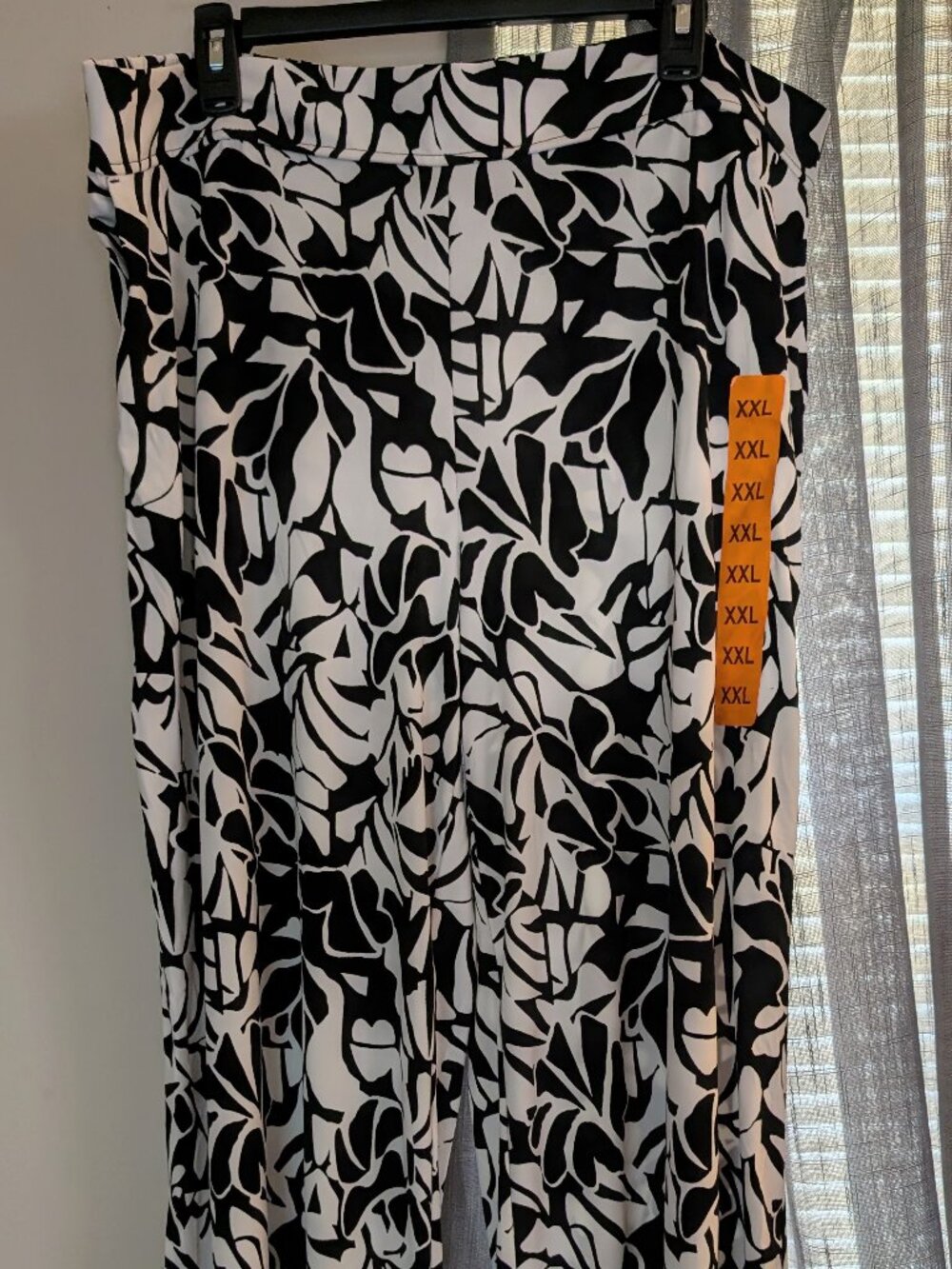 NWT Three Dots Black and White Wide Leg Pants with Pockets Floral Stretchy XXL